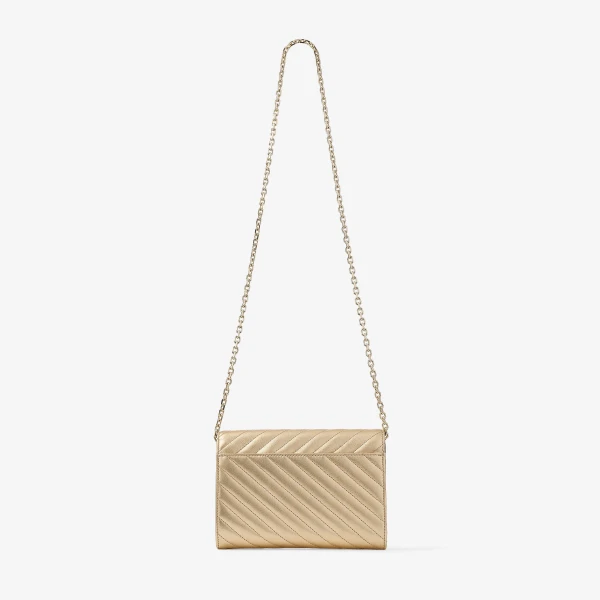 Gold and Shiny Gold Jimmy Choo Curve Clutch, view 6 | Clutch Bags