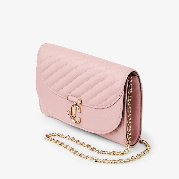 Rose and Shiny Gold Jimmy Choo Curve Clutch, view 3 | Clutch Bags