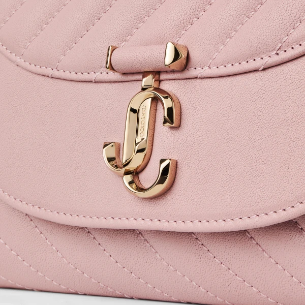 Rose and Shiny Gold Jimmy Choo Curve Clutch, view 4 | Clutch Bags