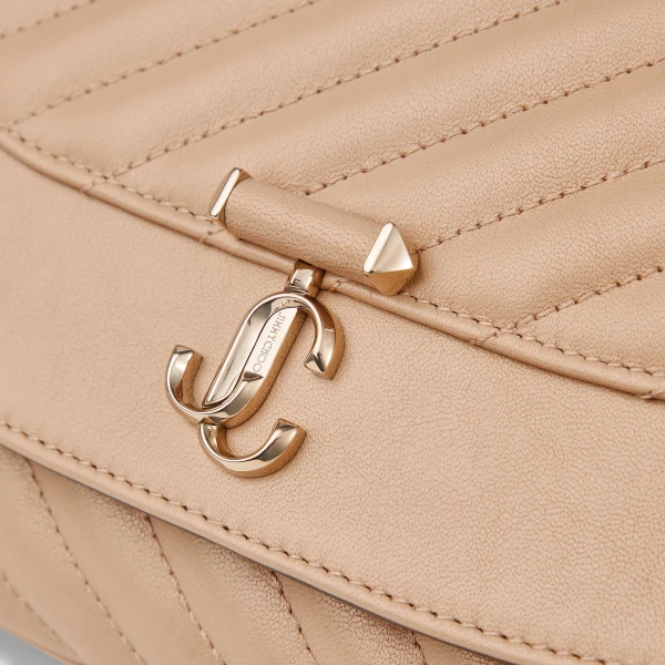 Chai and Shiny Gold Jimmy Choo Curve Cross Body Medium Crossbody Bag, view 4 | Shoulder & Crossbody Bags
