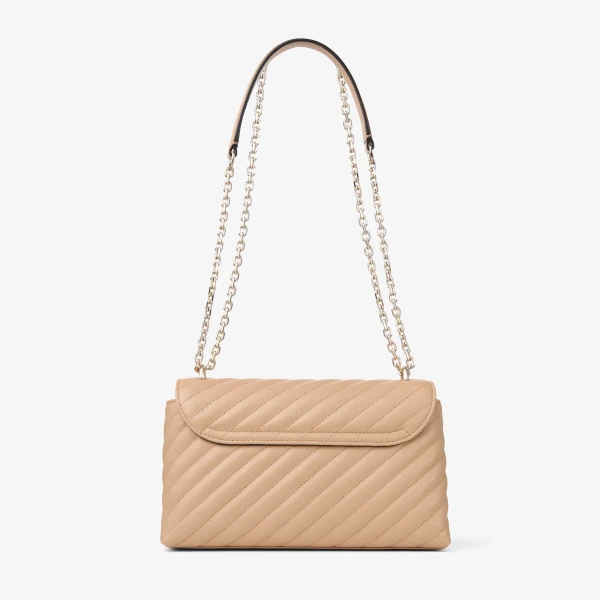 Chai and Shiny Gold Jimmy Choo Curve Cross Body Medium Crossbody Bag, view 6 | Shoulder & Crossbody Bags