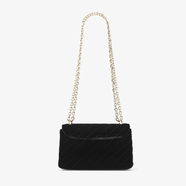 Black and Shiny Gold Jimmy Choo Curve Cross Body Small Crossbody Bag, view 6 | Shoulder & Crossbody Bags