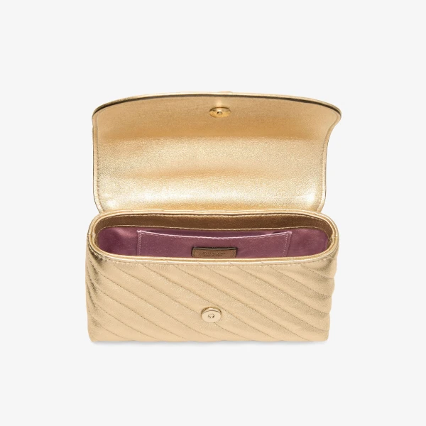 Gold and Shiny Gold Jimmy Choo Curve Cross Body Small Crossbody Bag, view 5 | Shoulder & Crossbody Bags