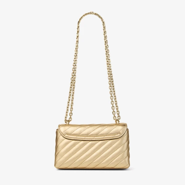Gold and Shiny Gold Jimmy Choo Curve Cross Body Small Crossbody Bag, view 6 | Shoulder & Crossbody Bags