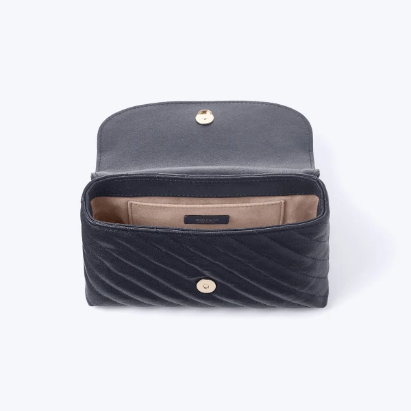 Marine and Shiny Gold Jimmy Choo Curve Crossbody Small Crossbody Bag, view 5 | Shoulder & Crossbody Bags