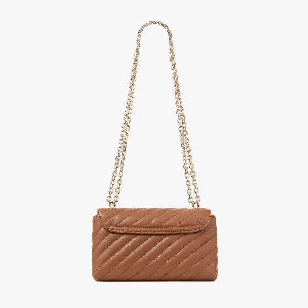 Tan and Shiny Gold Jimmy Choo Curve Crossbody Small Crossbody Bag, view 6 | Shoulder & Crossbody Bags