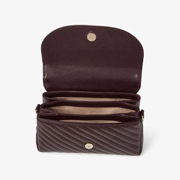 Dark Merlot and Shiny Gold Jimmy Choo Curve Top Handle Crossbody Bag, view 5 | Shoulder & Crossbody Bags