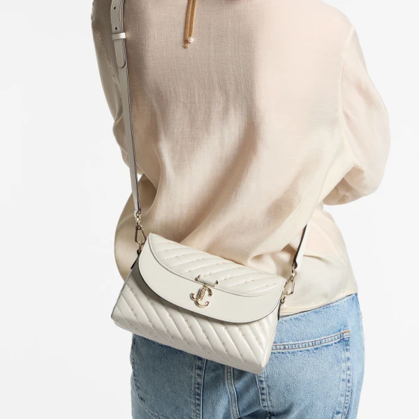 Latte and Shiny Gold Jimmy Choo Curve Top Handle Top Handle Bag, view 2 | Totes & Top-Handle Bags
