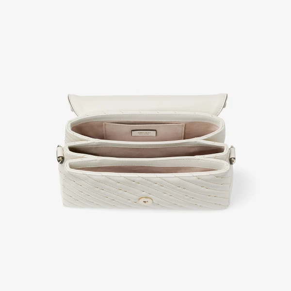 Latte and Shiny Gold Jimmy Choo Curve Top Handle Top Handle Bag, view 5 | Totes & Top-Handle Bags
