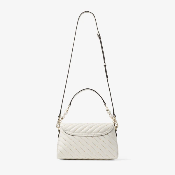 Latte and Shiny Gold Jimmy Choo Curve Top Handle Top Handle Bag, view 6 | Totes & Top-Handle Bags