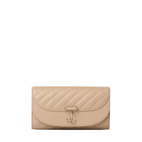 Beige Jimmy Choo Curve Wallet with Chain | Mini Bags