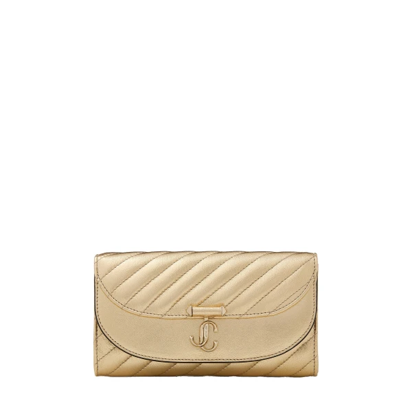 Metallic Jimmy Choo Curve Wallet with Chain | Clutch Bags