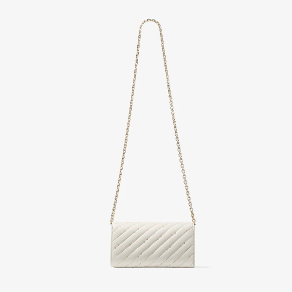 Latte and Shiny Gold Jimmy Choo Curve Wallet with Chain, view 5 | Mini Bags