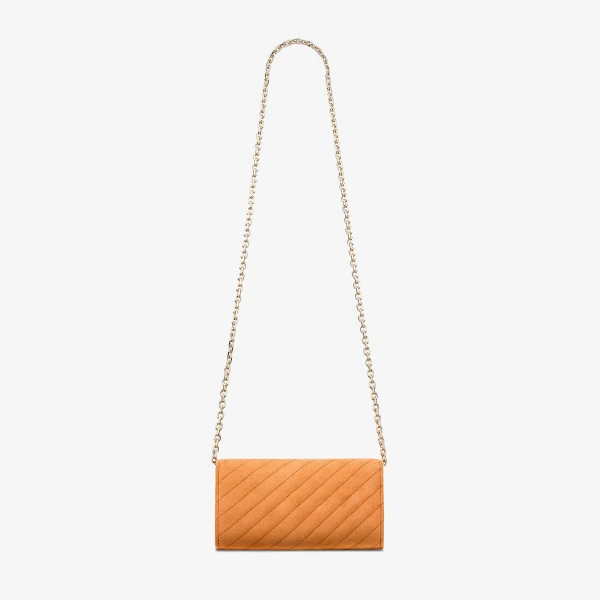 Sunset Orange and Shiny Gold Jimmy Choo Curve Wallet with Chain, view 6 | Mini Bags