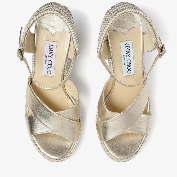 Champagne and Champagne MIX Jimmy Choo Dellena 100 Sandals, view 3 | Sandals