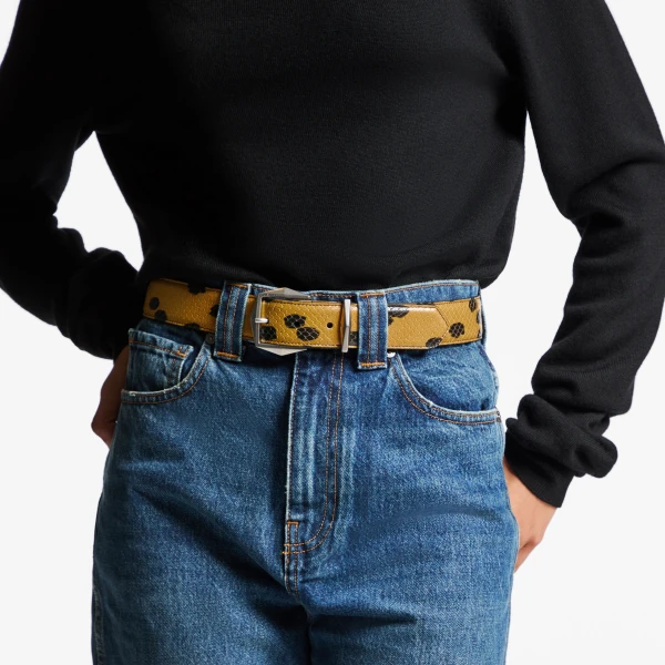 Cigar, Black and Antique Silver Jimmy Choo Diamond Buckle Belt, view 2 | Belts