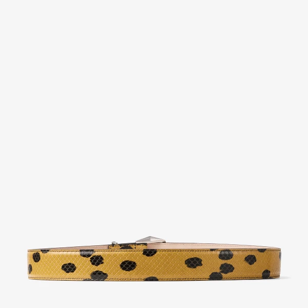 Cigar, Black and Antique Silver Jimmy Choo Diamond Buckle Belt, view 5 | Belts