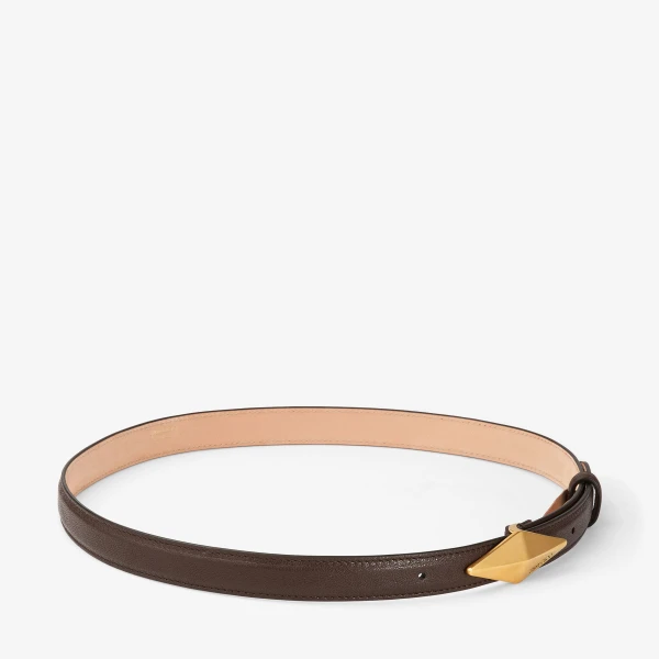 Chocolate and Gold Jimmy Choo Diamond Clasp Belt, view 3 | Belts