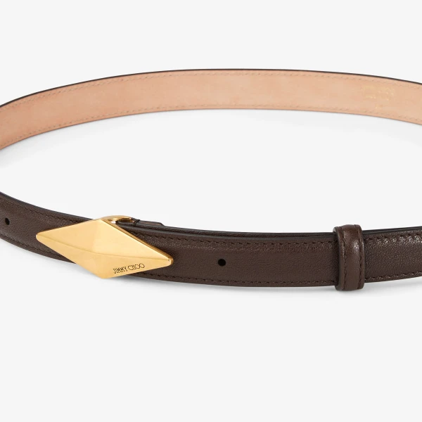 Chocolate and Gold Jimmy Choo Diamond Clasp Belt, view 4 | Belts