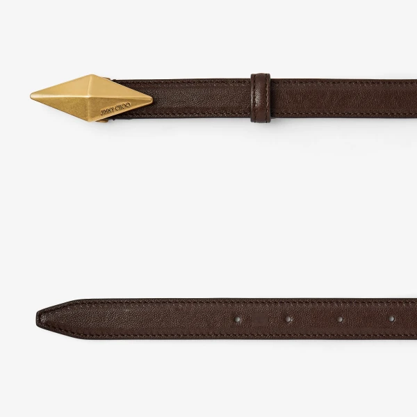Chocolate and Gold Jimmy Choo Diamond Clasp Belt, view 5 | Belts