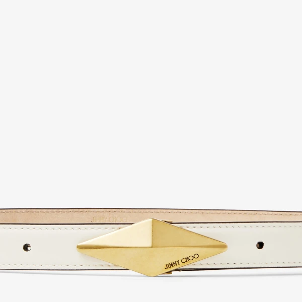 Latte and Gold Jimmy Choo Diamond Clasp Belt, view 3 | Belts