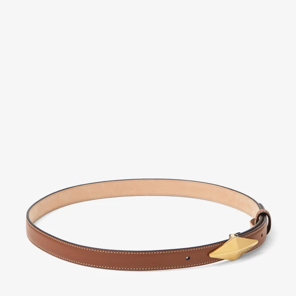 TAN, Ecru and Gold Jimmy Choo Diamond Clasp Belt, view 2 | Belts