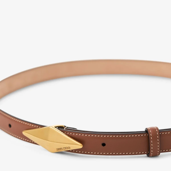 TAN, Ecru and Gold Jimmy Choo Diamond Clasp Belt, view 3 | Belts