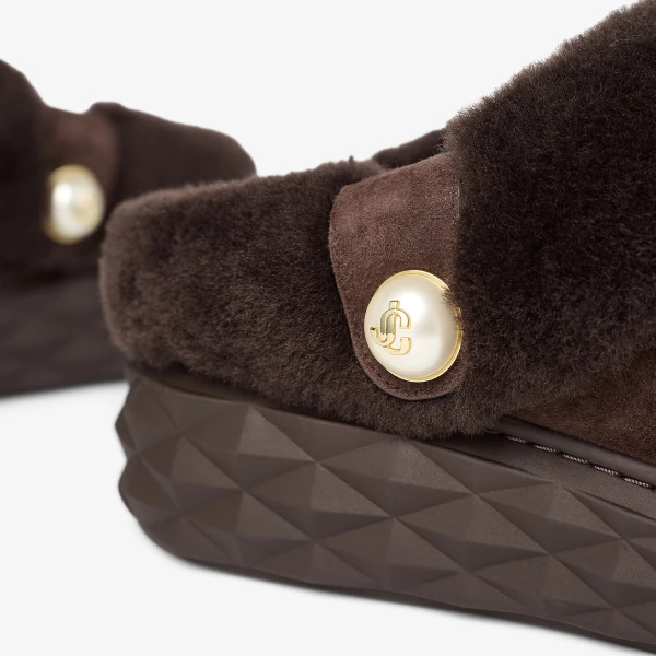 Chocolate Jimmy Choo Diamond Maxi Mule, view 3 | Mules