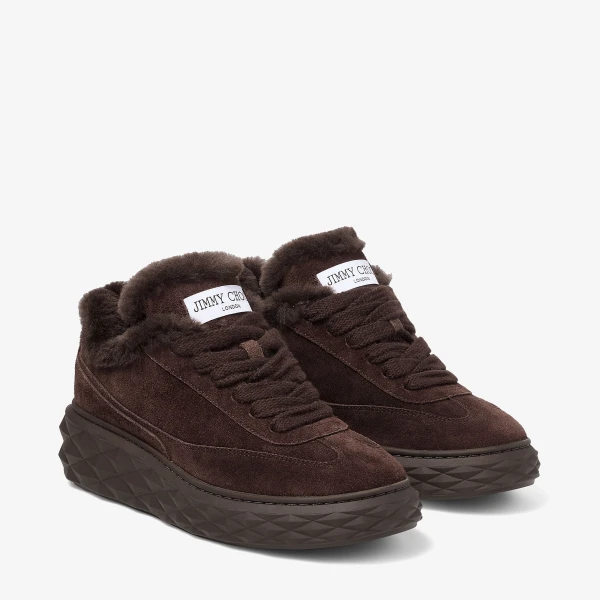 Chocolate Jimmy Choo Diamond Maxi Retro Trainers, view 2 | Sneakers