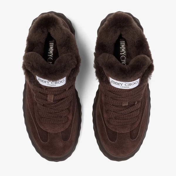 Chocolate Jimmy Choo Diamond Maxi Retro Trainers, view 4 | Sneakers