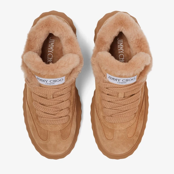 Toffee Jimmy Choo Diamond Maxi Retro Trainers, view 4 | Sneakers