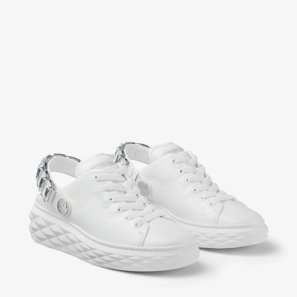 White and Crystal Jimmy Choo Diamond Sling Trainers, view 3 | Sneakers