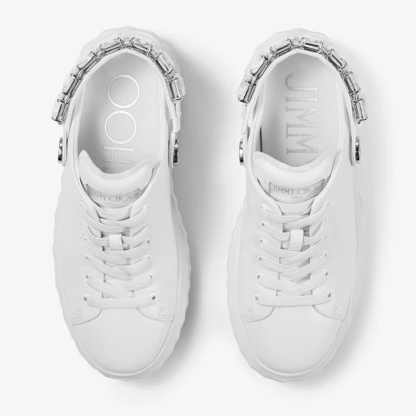 White and Crystal Jimmy Choo Diamond Sling Trainers, view 6 | Sneakers