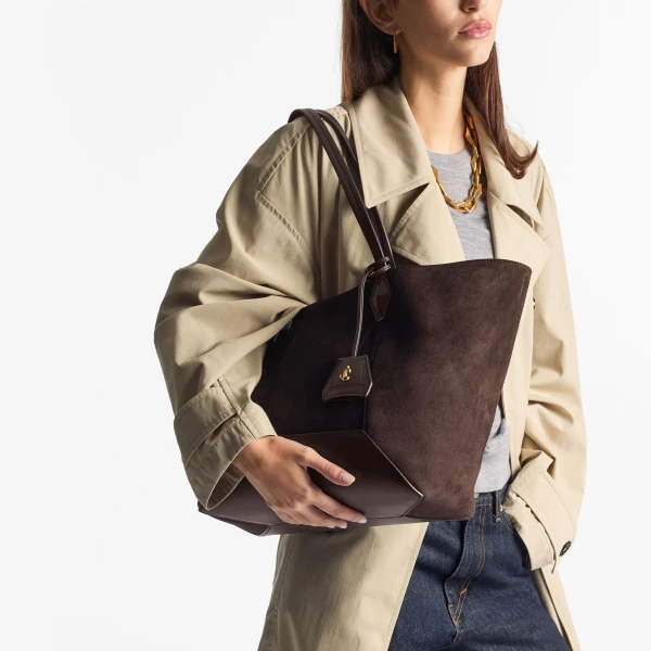 Coffee and Gold Jimmy Choo Diamond Tote Medium, view 2 | Totes & Top-Handle Bags