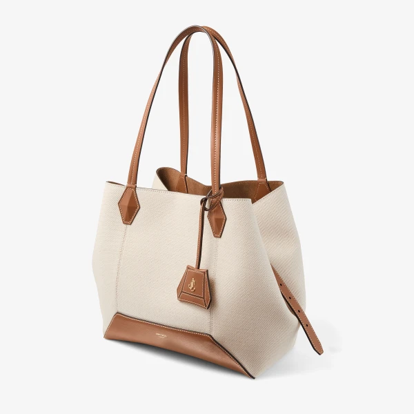 Natural, Tan and Gold Jimmy Choo Diamond Tote Medium, view 3 | Totes & Top-Handle Bags