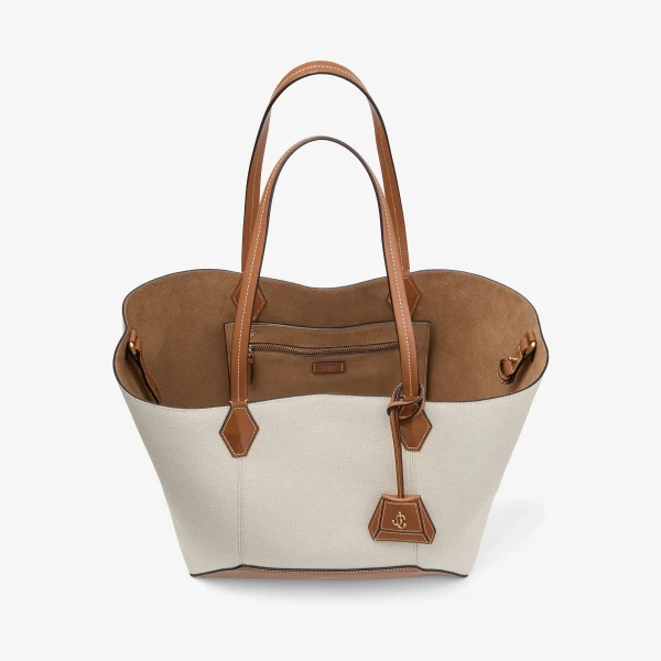 Natural, Tan and Gold Jimmy Choo Diamond Tote Medium, view 5 | Totes & Top-Handle Bags