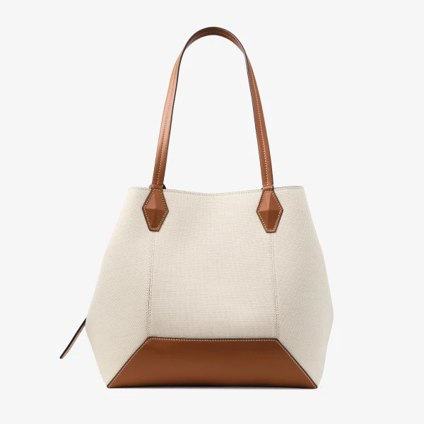 Natural, Tan and Gold Jimmy Choo Diamond Tote Medium, view 6 | Totes & Top-Handle Bags