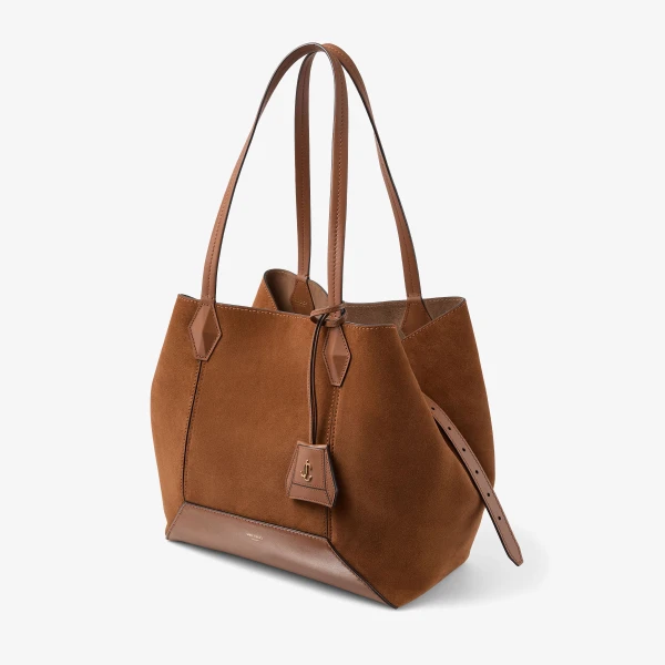 Tan and Gold Jimmy Choo Diamond Tote Medium, view 3 | Totes & Top-Handle Bags