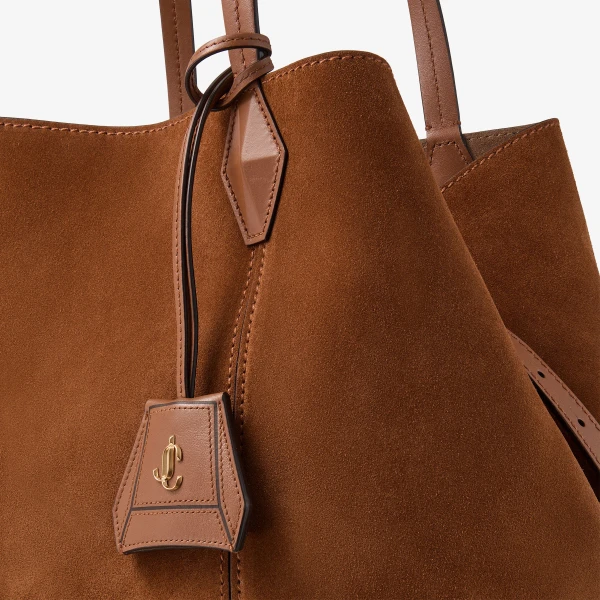 Tan and Gold Jimmy Choo Diamond Tote Medium, view 4 | Totes & Top-Handle Bags