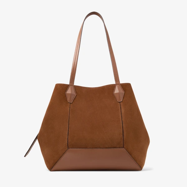 Tan and Gold Jimmy Choo Diamond Tote Medium, view 6 | Totes & Top-Handle Bags