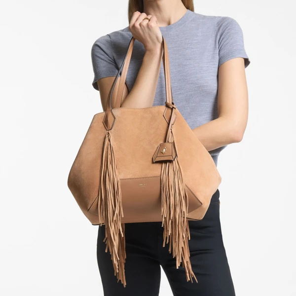Toffee and Gold Jimmy Choo Diamond Tote Medium, view 2 | Totes & Top-Handle Bags