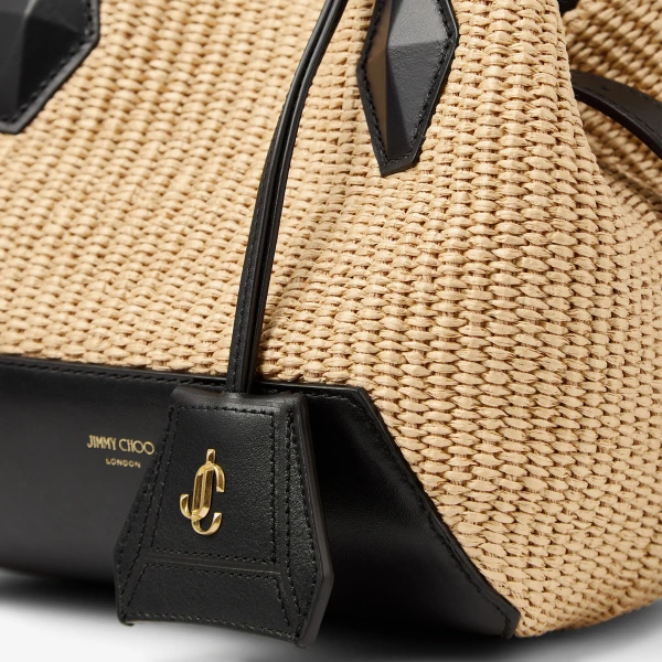 Natural, Black and Gold Jimmy Choo Diamond Tote Small, view 3 | Totes & Top-Handle Bags