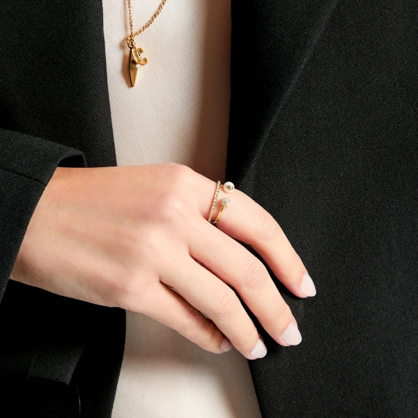 Gold and Crystal Jimmy Choo Double Ring, view 2 | Rings
