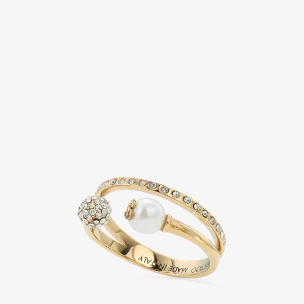 Gold and Crystal Jimmy Choo Double Ring, view 3 | Rings