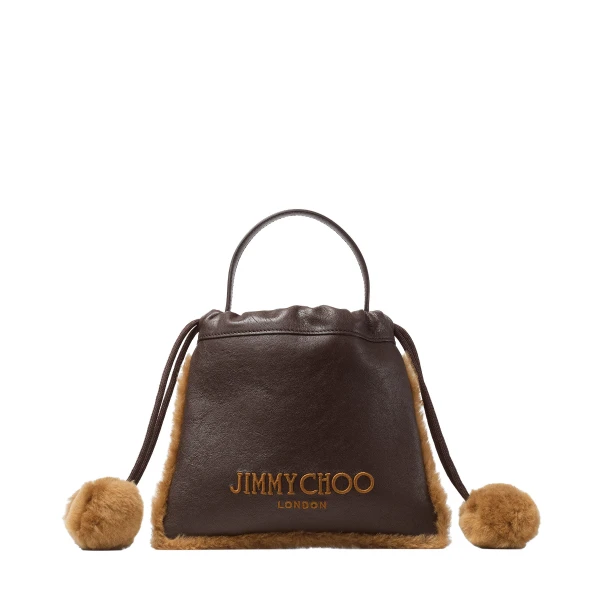 Beige Jimmy Choo Drawstring Pouch Top Handle | Clutch Bags