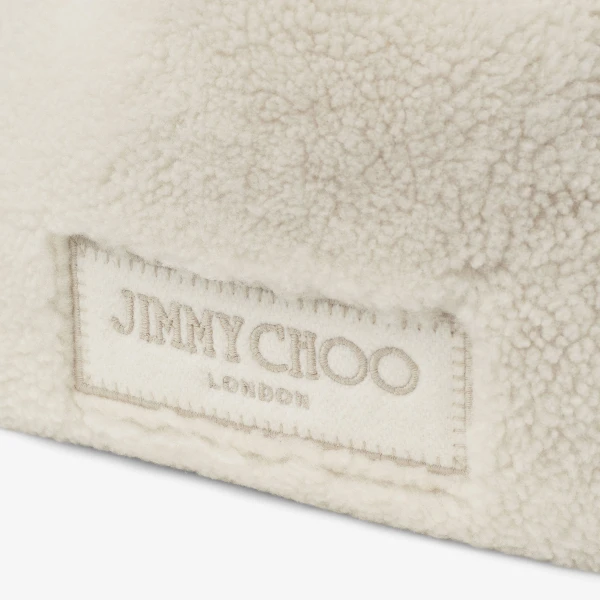 Natural, Black and Light Gold Jimmy Choo Drawstring Pouch Top Handle, view 4 | Clutch Bags