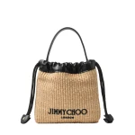 Beige Jimmy Choo Drawstring Pouch Top Handle | Clutch Bags