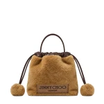 Beige Jimmy Choo Drawstring Pouch Top Handle | Clutch Bags