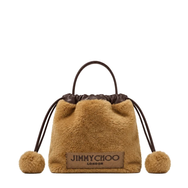 Beige Jimmy Choo Drawstring Pouch Top Handle | Clutch Bags
