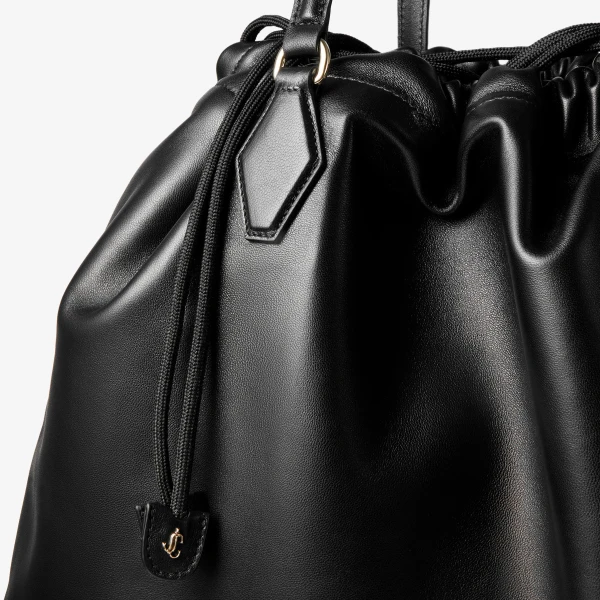 Black and Light Gold Jimmy Choo Drawstring Tote Large, view 4 | Totes & Top-Handle Bags